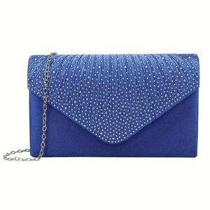 Elegant Blue Clutch with Rhinestone Detailing